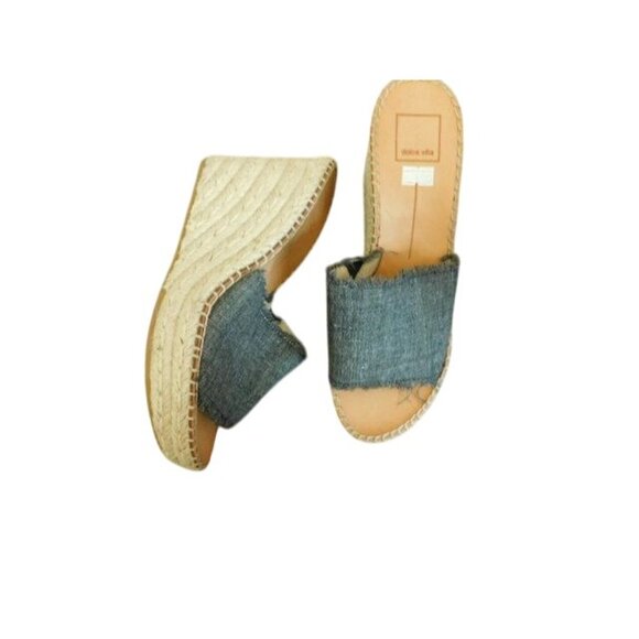 Dolce Vita Size 8.5 Denim Rope Covered Wedge Platform Heels Shoes - Picture 1 of 4